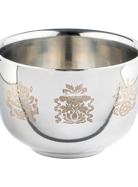 藏式八吉祥心经供水杯不锈钢供水碗佛台家用观音财神摆件佛龛供品