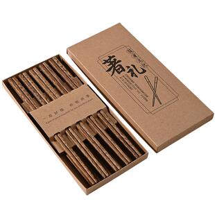 筷子家用鸡翅木无漆无蜡高档抗菌防滑儿童分餐一人一筷油炸耐高温