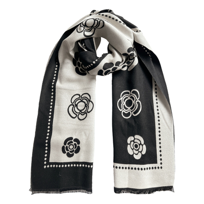 秋冬韩版双面双色茶花围巾披肩女