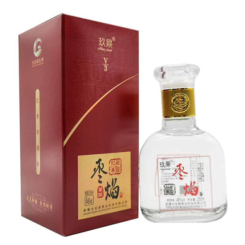 新疆喀什地区疏勒县玖果红枣蒸馏酒枣焰46度250ml新疆特产配置酒