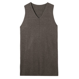 高端羊绒衫针织连衣裙女春秋新款鸡心领毛衣裙显瘦过膝马甲背心裙