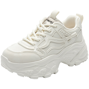 大东休闲女鞋2026春季新款时尚厚底增高老爹鞋系带圆头运动鞋0358