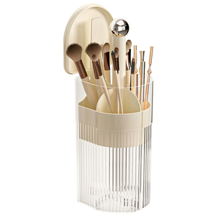 化妆刷收纳筒按压防尘高级感桌面眉笔化妆品收纳盒自动升降刷子桶