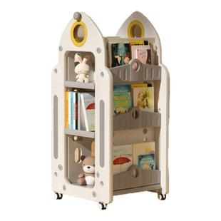 儿童书架收纳架旋转一体落地稳固书柜置物架玩具盒宝宝绘本架实用