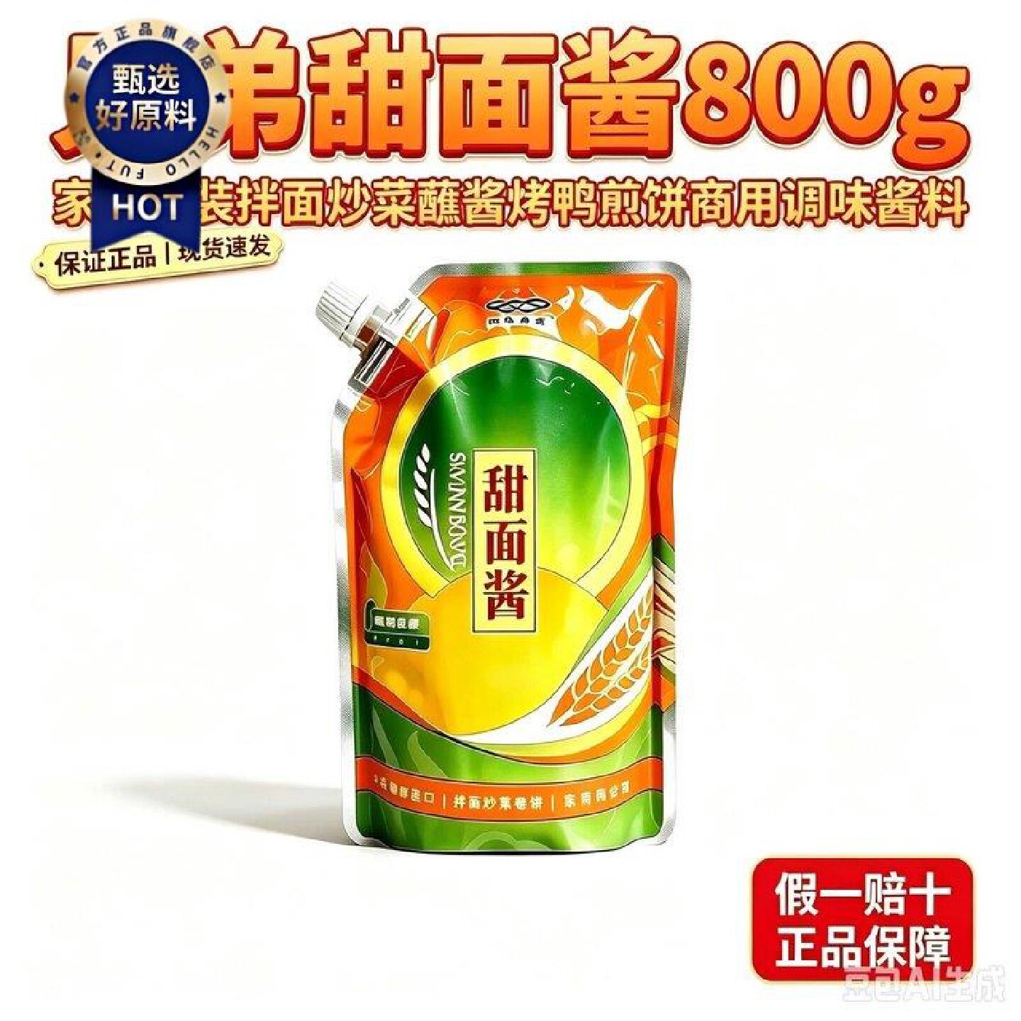兄弟甜面酱800g家用袋装拌面炒菜蘸酱烤鸭煎饼商用调味酱料