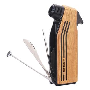 百诚金属充气多功能明火烟斗机斜火侧出火打火机带烟刀压棒刮刀