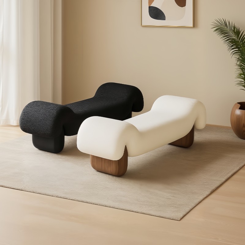 意式简约轻奢客厅沙发长条凳设计师实木中古风卧室床尾凳换鞋凳子