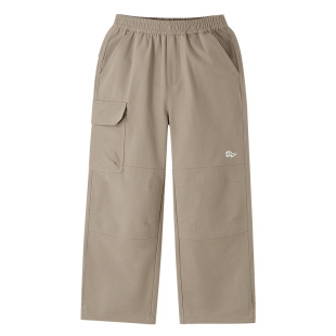 安奈儿童装男童女童裤子秋新款休闲印花弹力宽松运动工装长裤