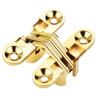 暗藏合页十字铰链 金色餐桌隐形铰链连接件 暗藏铰折叠门翻版合页