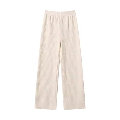 雪尼尔阔腿裤高腰垂感加绒长裤