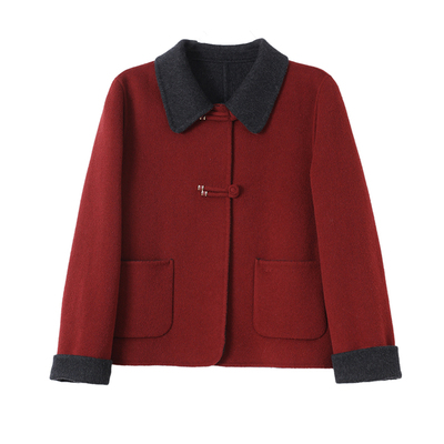 小个子妈妈装宽松双面羊毛大衣