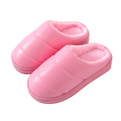 亲子棉拖鞋冬一家三口PU皮面居家