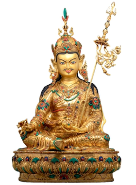 莲花生大士佛像精工宝石镶嵌密宗