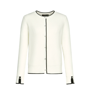 【针织开衫】G2000女高级柔软优雅淑女防静电撞色女2025秋冬新款.