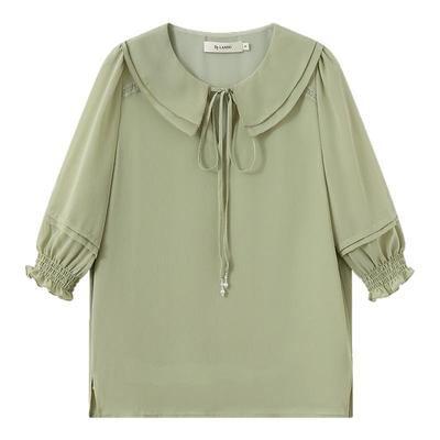 DTLANDO甜美系带娃娃领雪纺衫