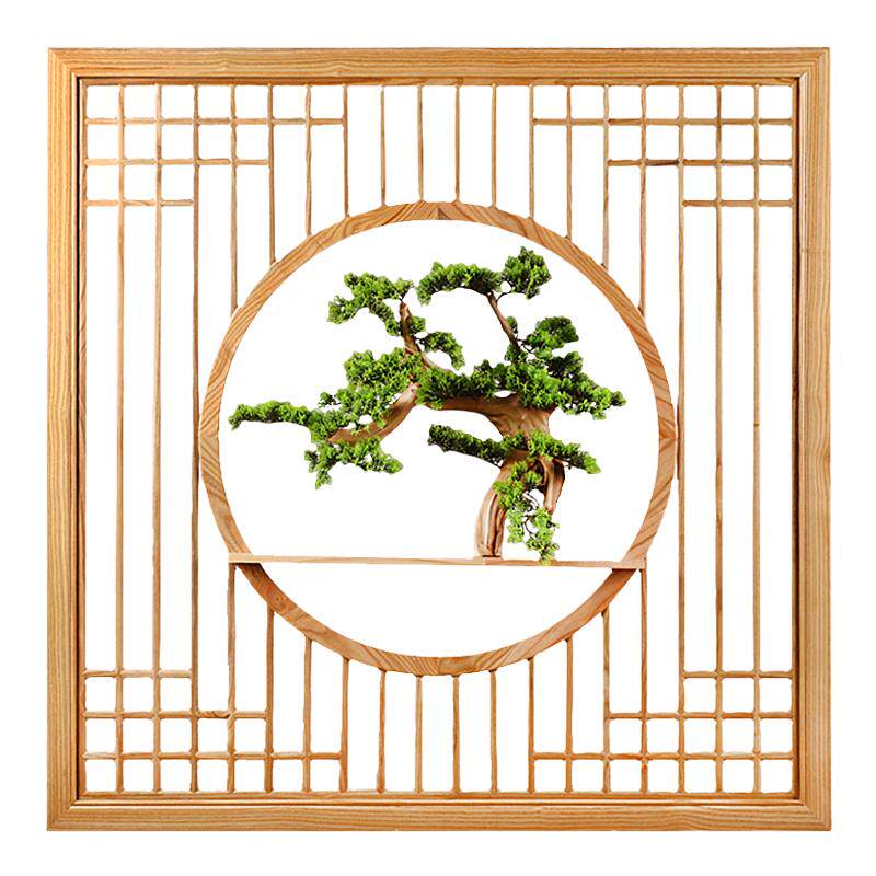 东阳木雕花格隔断墙新中式玄关