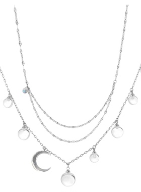 SU浮空岛「月隐白露」小众高级感白贝母锁骨链花朵毛衣链轻奢项链