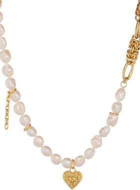 短款项链铜镀18K金天然珍珠颈链