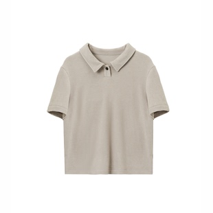 SoloForTwo 古着感短袖polo 羊绒磨毛底舒适加厚针织上衣