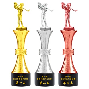 创意高级老鹰金属高尔夫球赛事纪念团队冠军一杆进洞水晶奖杯定制