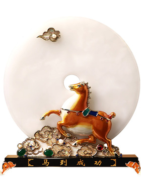 马年送礼首选！中式平安扣马摆件