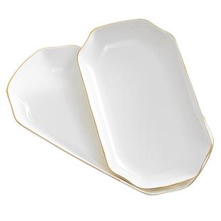 蒸鱼盘子轻奢家用陶瓷2022新款创意长方形鱼盘金边大号盘子大鱼盘