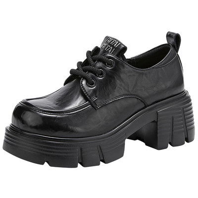 日泰女鞋粗跟厚底增高6CM乐福鞋