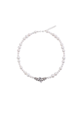 daccord挤压锆石珍珠项链锁骨链