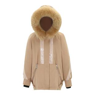 兽王秋冬狐狸毛领兔毛内胆欧美轻奢百搭皮草大衣派克服上衣女