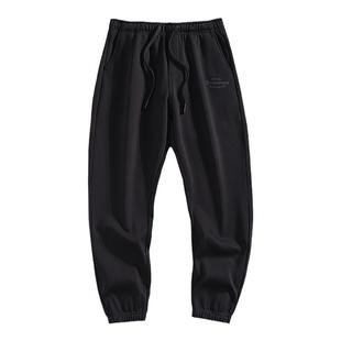 奥粒绒针织重磅束脚卫裤男士2025秋冬季新款宽松大码加绒休闲裤子