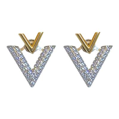 日韩合金材质闪钻字母耳环女