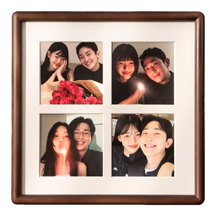 多宫格九宫格实木相框挂墙摆台洗照片diy拼图框情侣纪念生日礼物