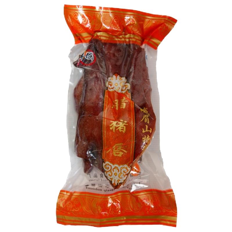 四川峨眉深山老腊肉祥国强国食品烟熏猪头肉腌腊猪唇拱嘴500g风干