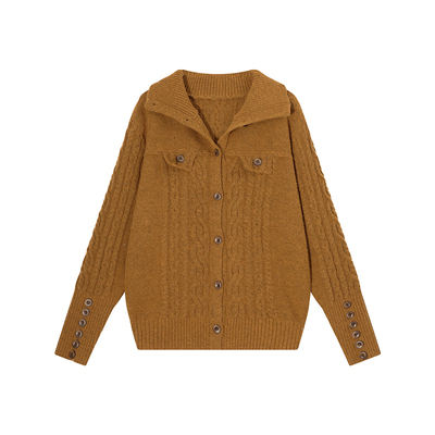 吴童童麻花高领长袖毛衣外套