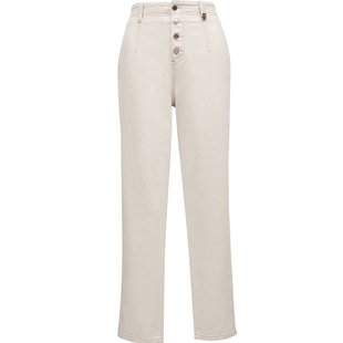 ONLY2026春季新款高腰白色裤子收腹显瘦九分锥形裤白色牛仔裤女