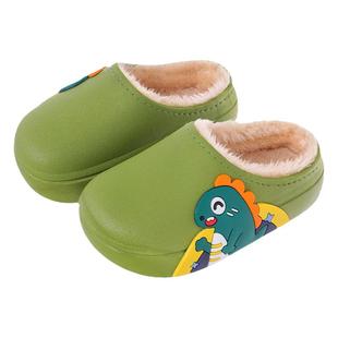 儿童棉拖鞋秋冬季室内防滑保暖男女童防水软底家居毛毛外穿棉鞋