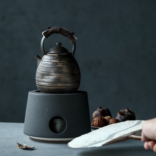 晴先生南蛮烧风格围炉煮茶壶温茶壶提梁煮水壶粉引粗陶侘寂两用壶