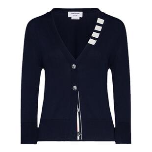 [24期免息]THOM BROWNE 女士轻薄棉质四条纹V领开衫
