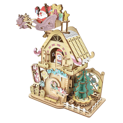 圣诞礼物3D立体拼图八音乐盒