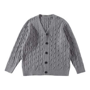 特价 男士冬季抗起球包芯纱毛衣保暖叠穿高弹老钱风绞花针织开衫