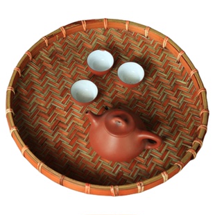 竹编制品簸箕圆形复古农家无孔竹筛子竹匾家用晾晒干货茶叶晾晒筐