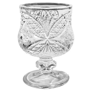 创意复古刻花玻璃杯迷你果酒杯精致高脚甜酒杯高颜值小酒杯一口杯