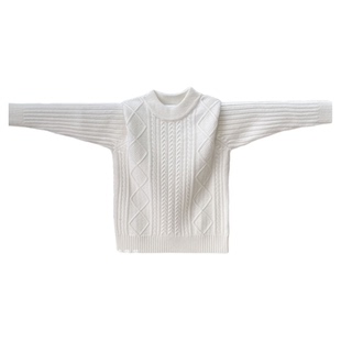 儿童纯色打底毛衣男童羊绒衫宝宝加厚羊毛衫女童白色针织圆领童装