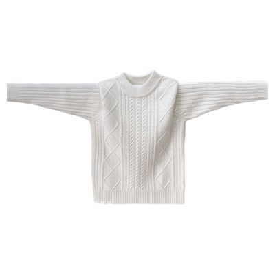儿童纯色打底毛衣男童羊绒衫宝宝加厚羊毛衫女童白色针织圆领童装