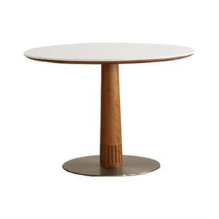 出乎生活秋实岩板圆桌实木圆形餐桌家用樱桃木小户型客厅桌椅组合