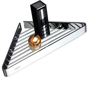 全铜浴室置物架加厚小尺寸 淋浴房转角架 卫生间三角置物架带挂钩