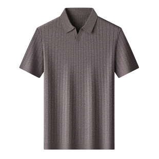 恒源祥莱塞尔天丝肌理感针织V领POLO衫夏季2026新款翻领短袖T恤男