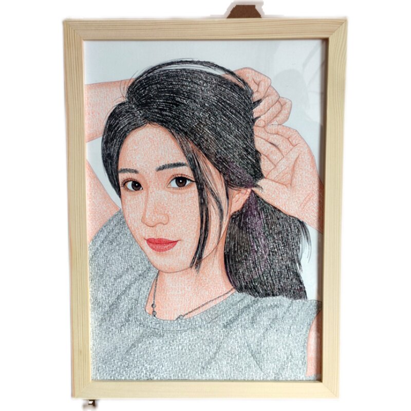 手写名字作画手写女友素描定制画