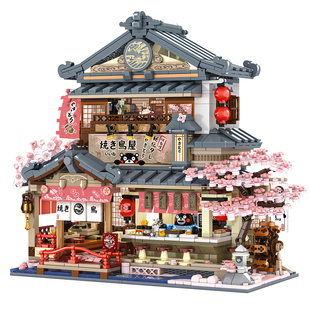 inbrixx积乎熊本熊正版烧鸟居酒屋治愈街景积木益智拼搭玩具礼物