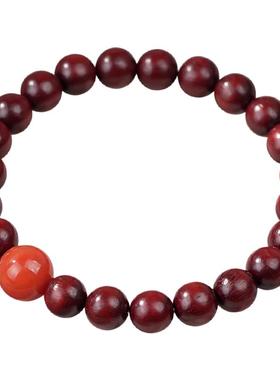 印度小叶紫檀满肉南红檀香手串女